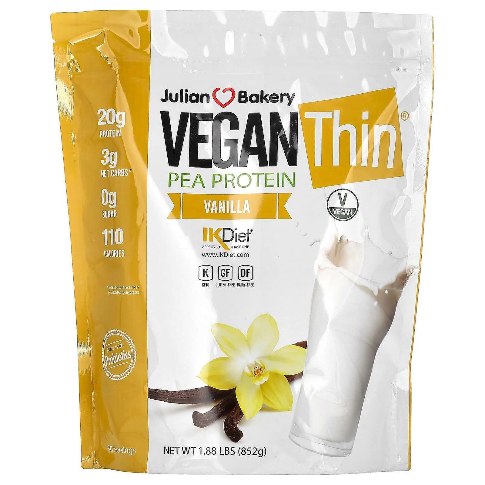 Vegan Thin, Pea Protein, Vanilla, 1.88 lbs (852 g)