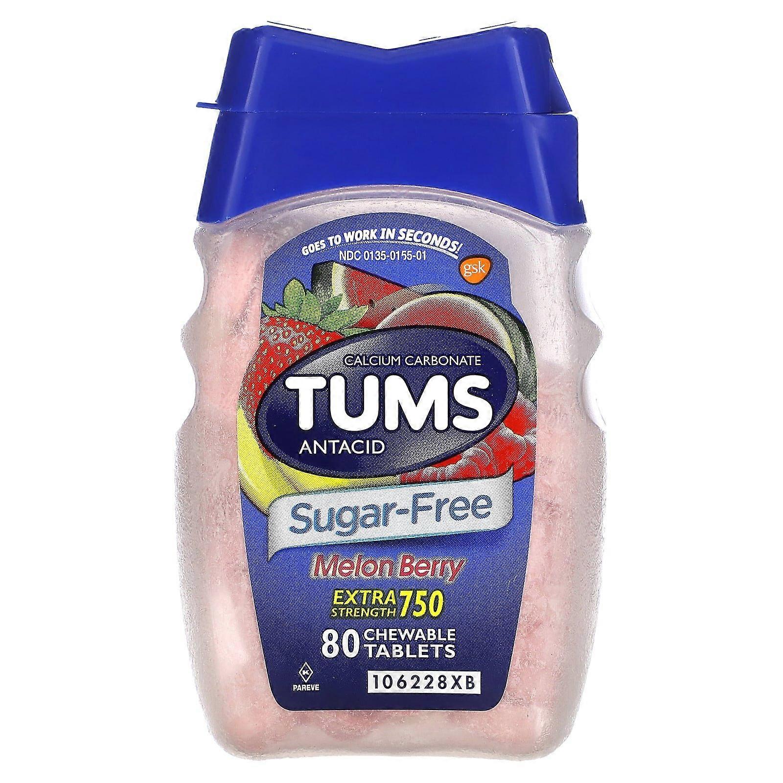 Tums, Extra Strength Antacid, Melon Berry, 80 Chewable Tablets