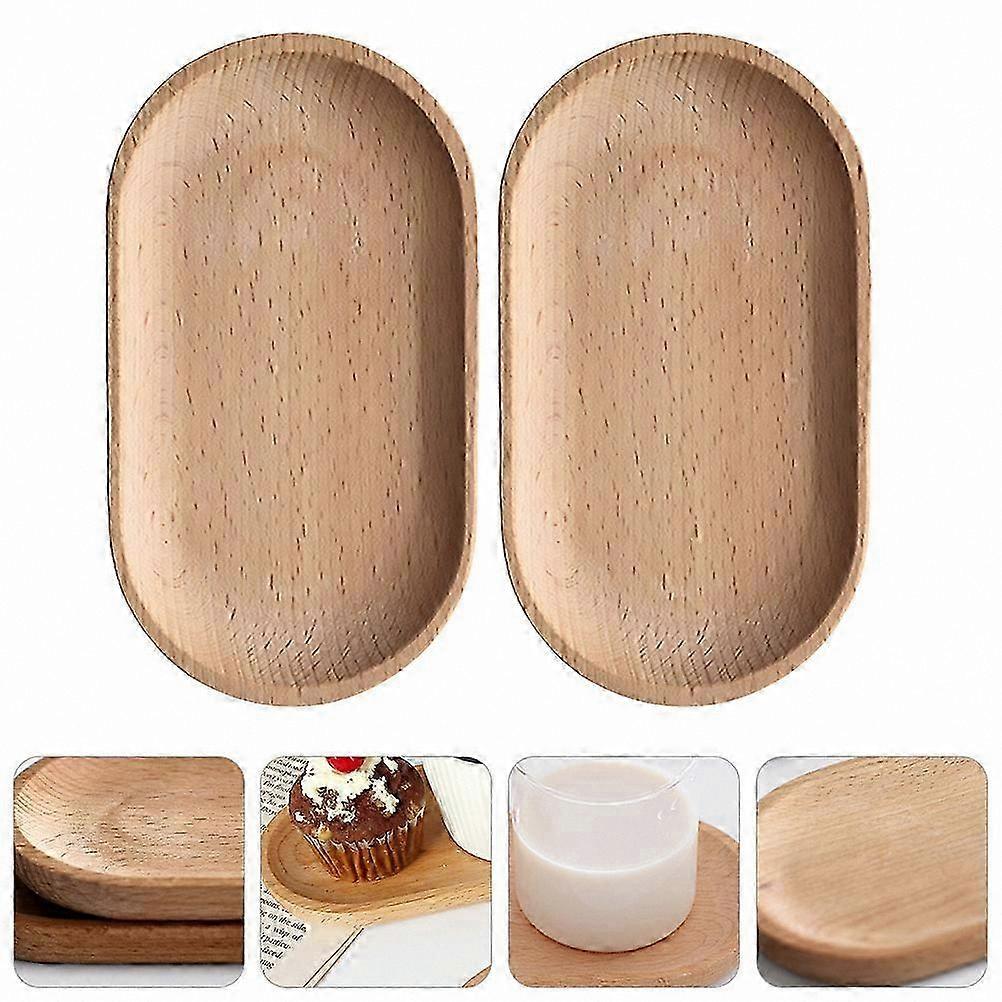 Set of 2 Wooden Oval Trays for Home Dining Use Natural Tableware for Everyday Meals