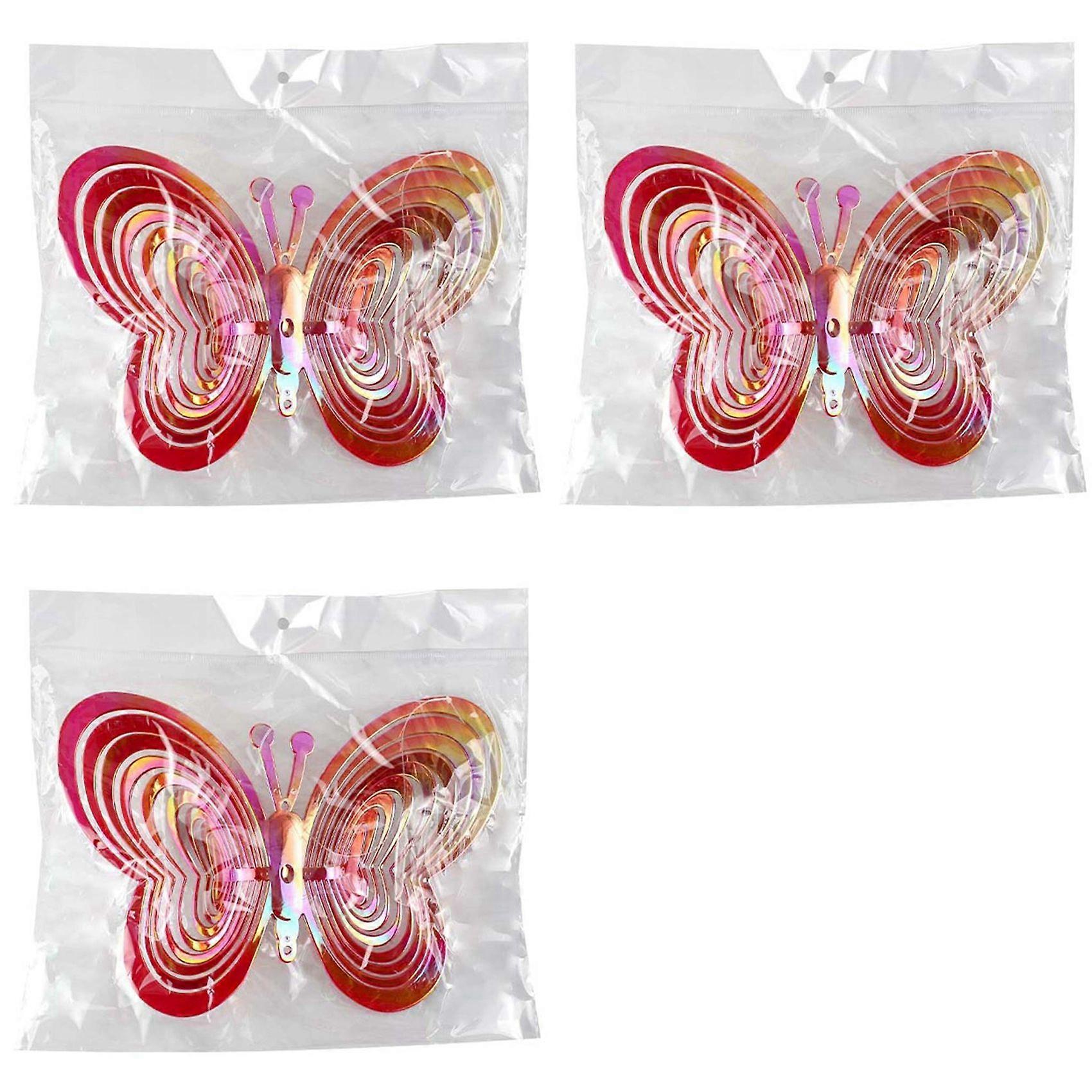 3X Butterfly Wind Spinners Hanging Ornaments Bird Deterrent Wind Catcher Rotating Wind Chime D