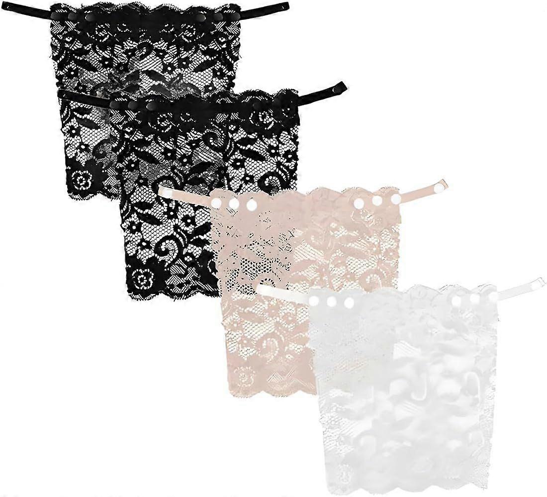 ShigKeu 4 PCS Modesty Panels for Low Cut Tops Lace Insert Silky Lace Inserts Camisole Bra Insert for Women Vests Clip-On Mock Camisole Bra Insert Mode