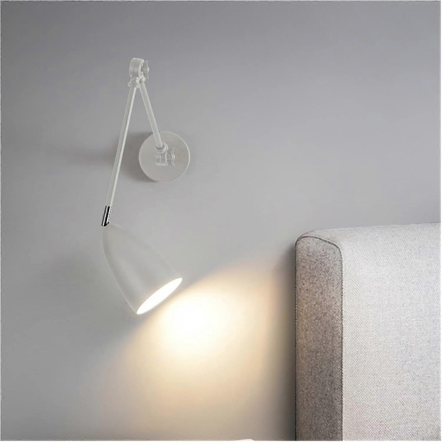Wall Lamp Nickel White Metal Back Rotatable Angle Simple Design Bedside Reading Light Ceiling Lighting Bianco One Size