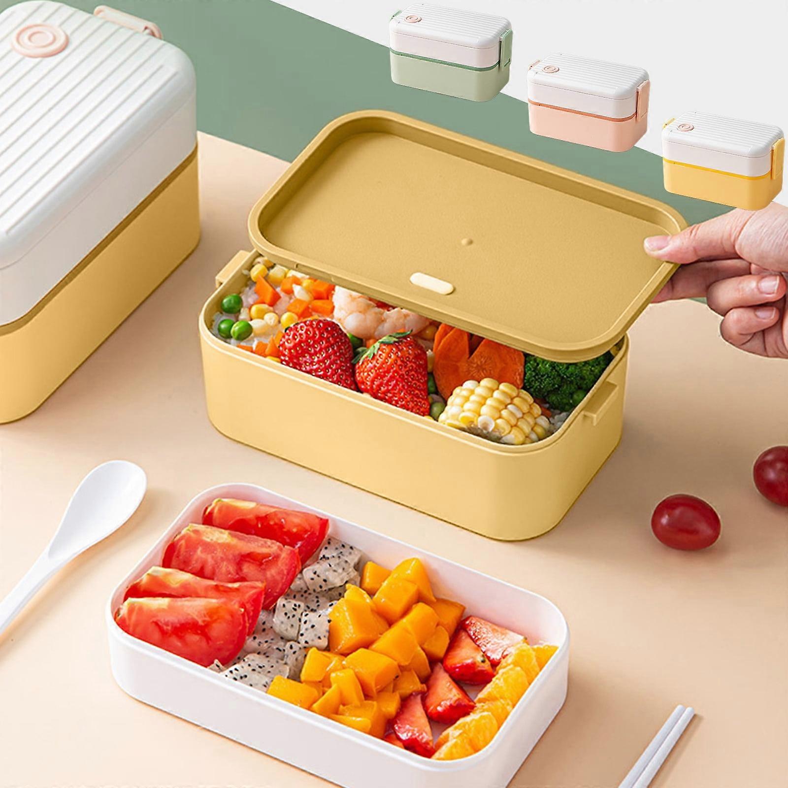 Jacenvly Fall Home Decor & Microwaveable Bento Lunch Box with Cutlery – Light Diet, Weight Loss, Work Use