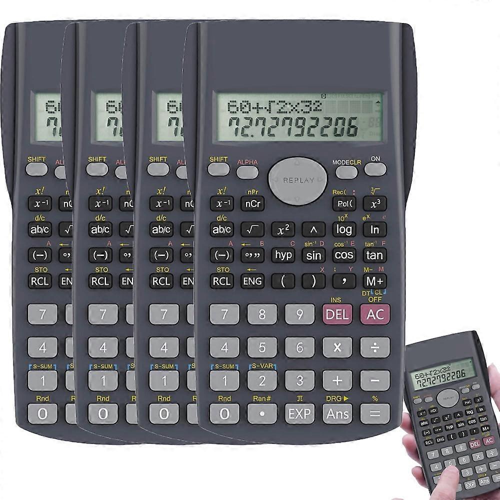 OBOSOE Scientific Calculator, 2 Line LCD Display, Compatible with School & Research, Multifunctional for Students & Professionals (4 Packs)