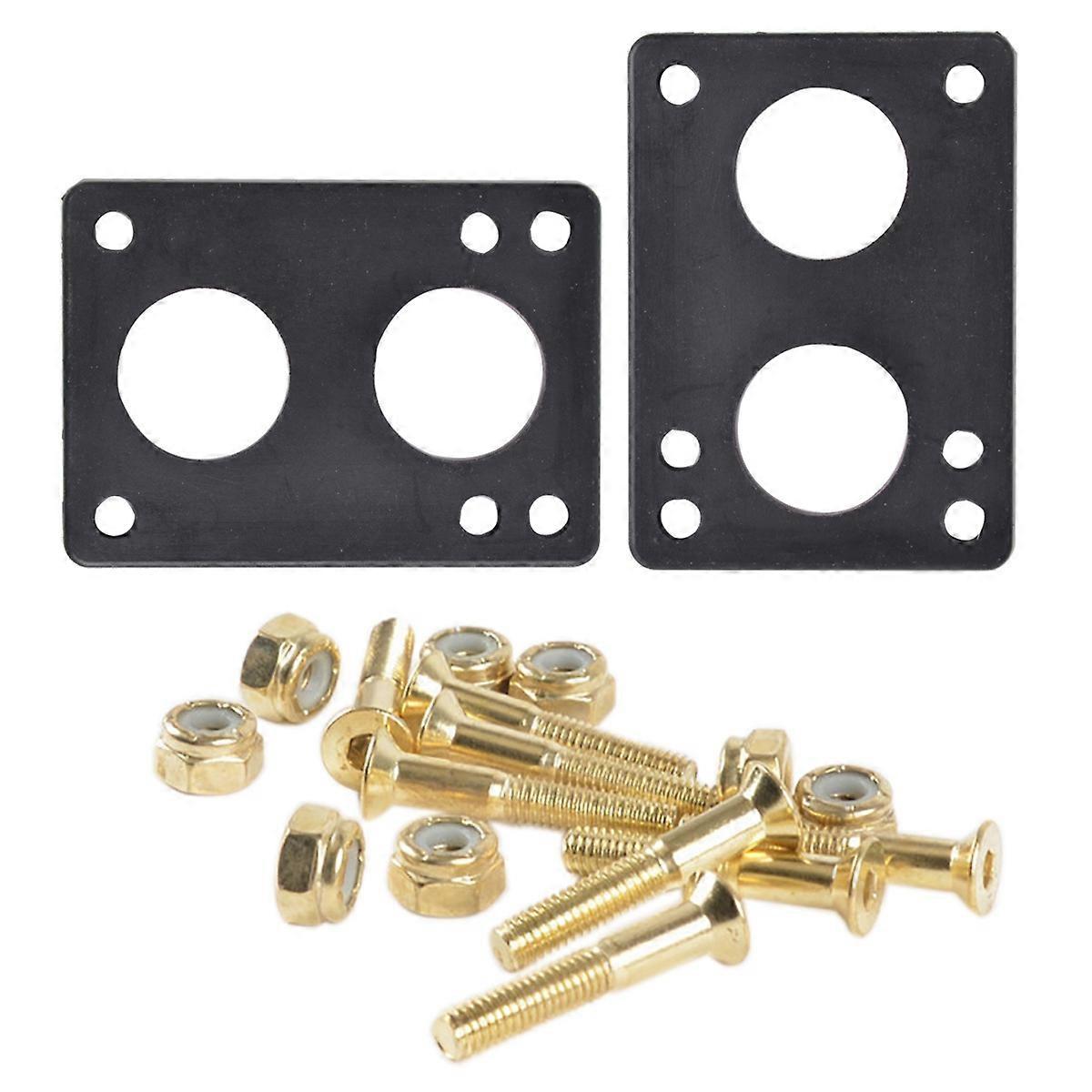 2Pc Skateboard Longboard Rubber Risers Pads with 8Pcs 29mm Screws Set