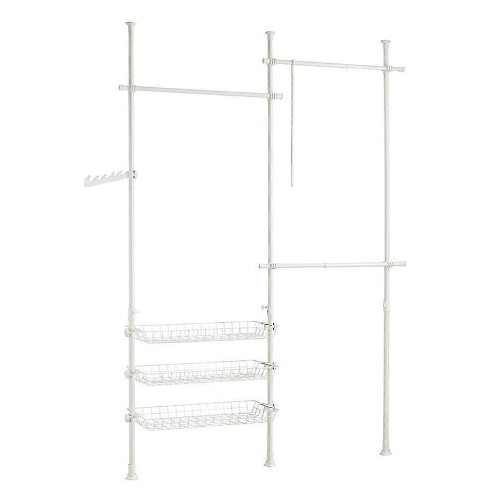 SoBuy FRG34-W，可调节高度和宽度的伸缩式挂衣杆，重型衣架，卧室带悬挂栏的开放式衣柜