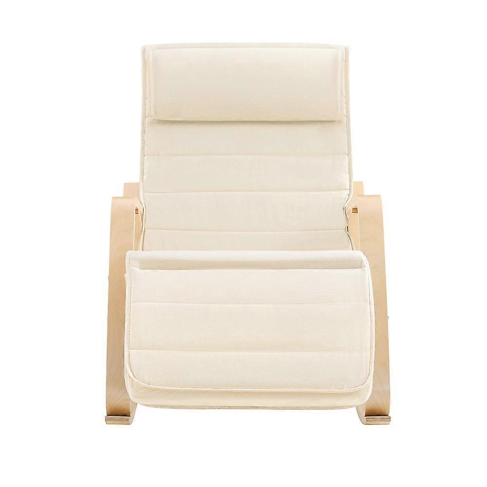 SoBuy Comfortable Relax Rocking Chair Recliner with Beige Footrest,FST16-W