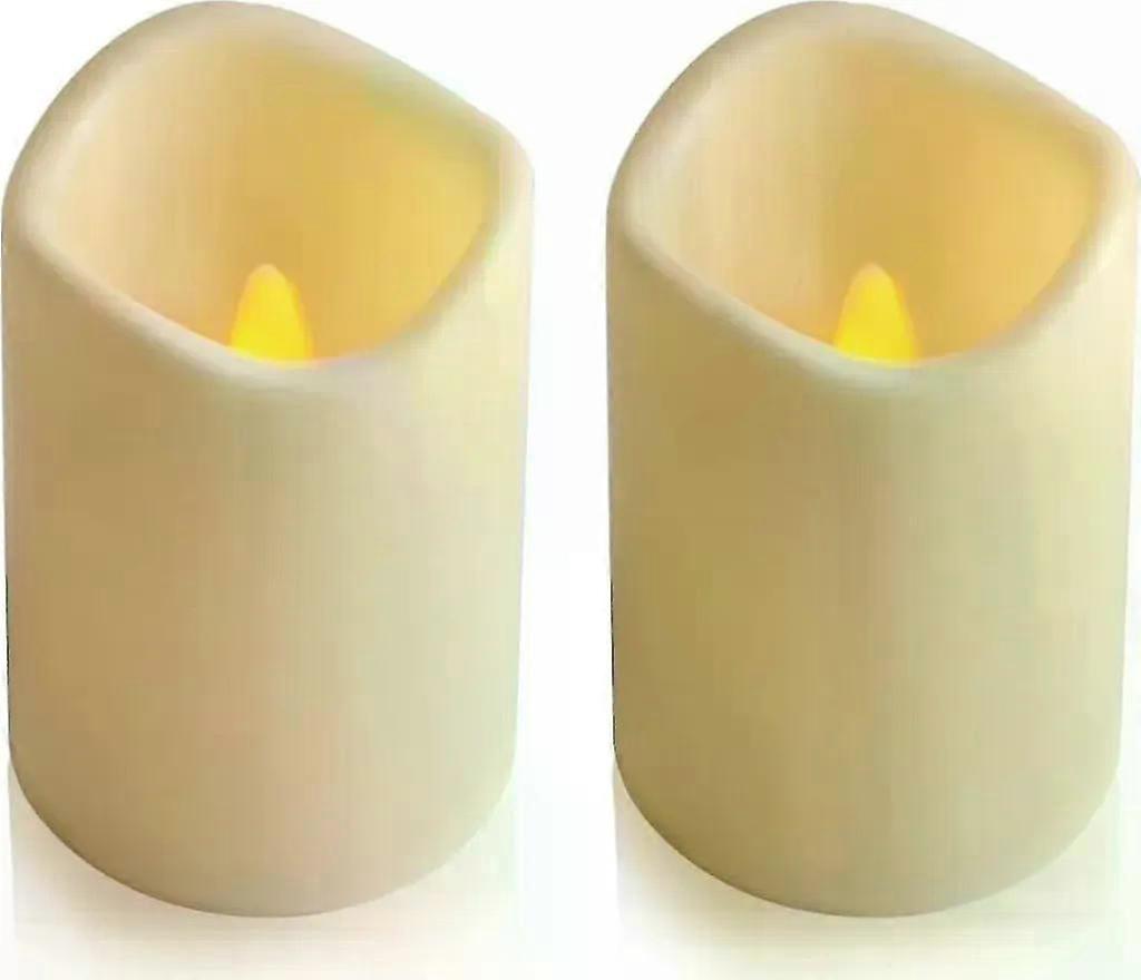 2er Pack LED-Kerzen, 11.5cm x 7.5 cm , Outdoor Wasserdichte Flammenlose Kerzen mit Fernbedienung Timer Funktion