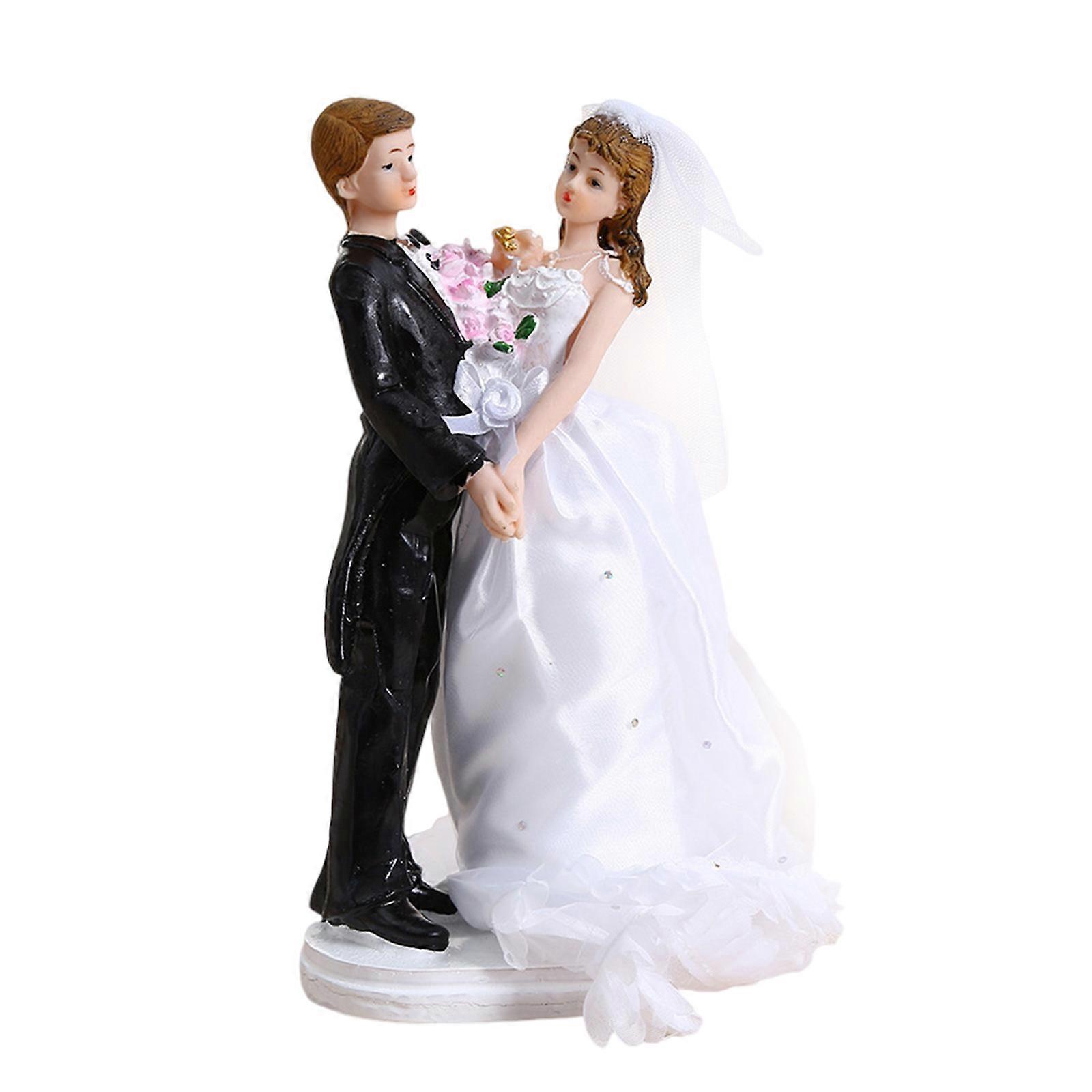 Resin Couple Figurine Wedding Cake Decoration For Anniversary Party Durable Friendly Home Display Multicolor