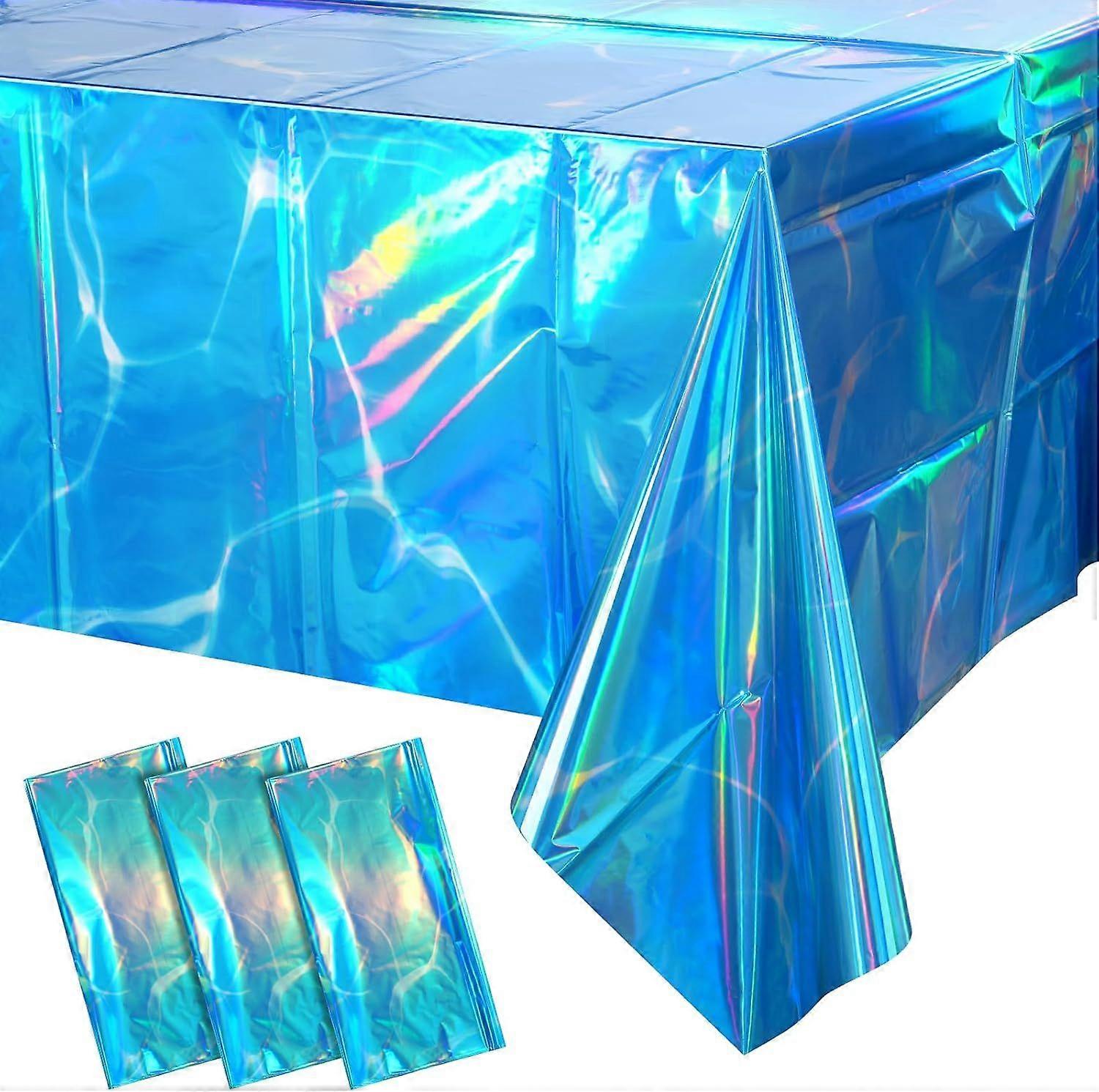 3 Pack Ocean Tablecloths Iridescent Plastic Disposable Table Cloth Rectangle