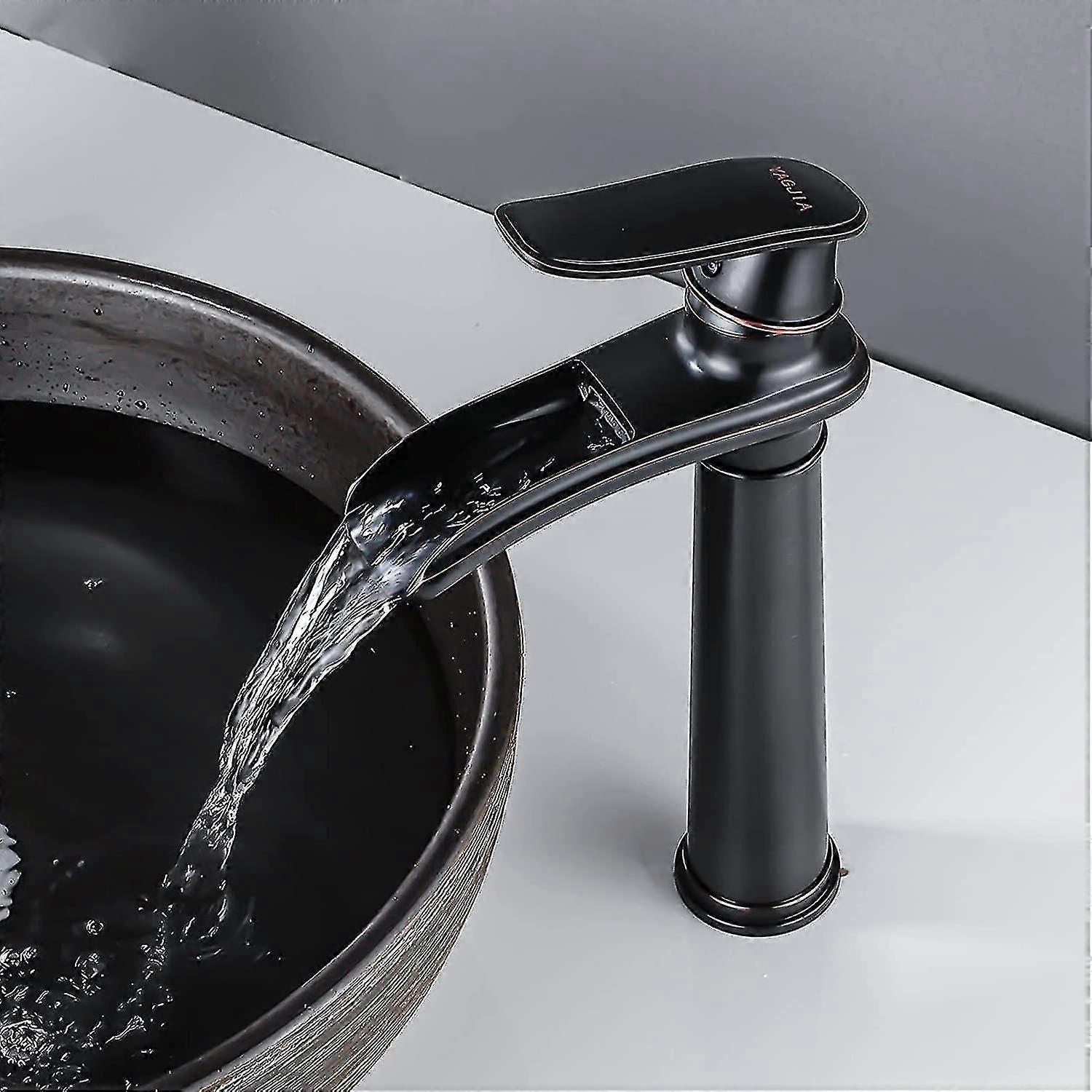 Wasserfall-Armatur In Öl-Bronze – Einhebel-Waschtisch-Mischbatterie Mit Pop-Up-Ablauf