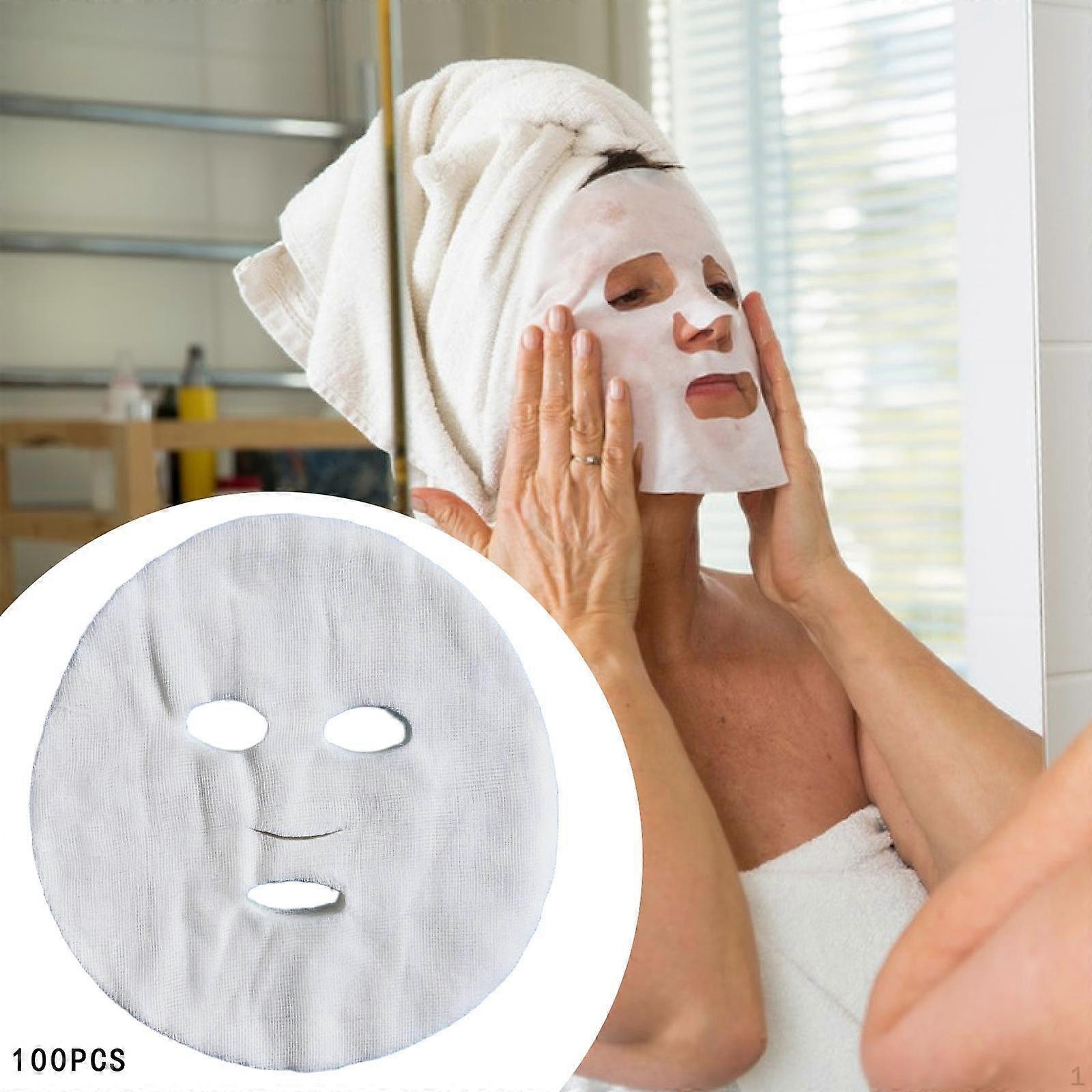 100 Pieces Gauze Face Mask Pads Paper Sheet Soft Breathable with Mesh Cotton Facial