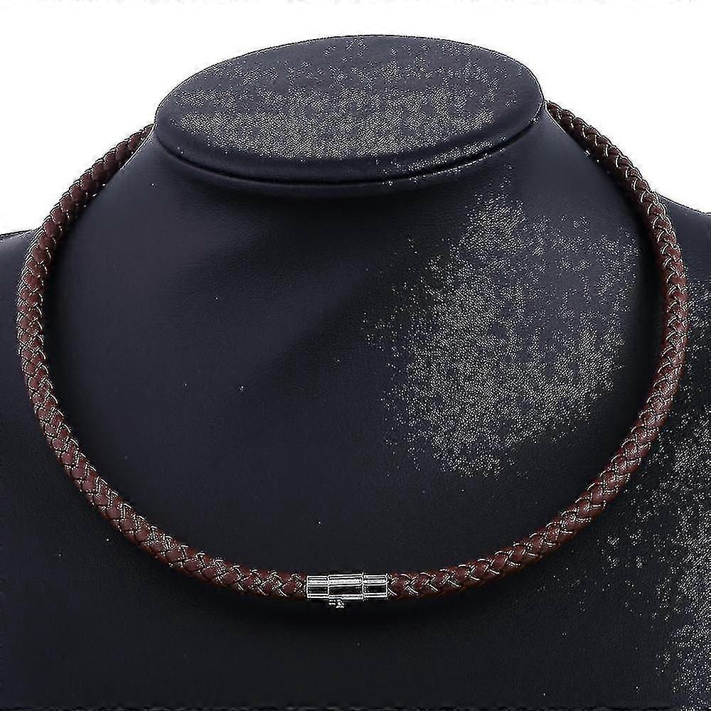 Mäns läder choker flätad rep kedja halsband A