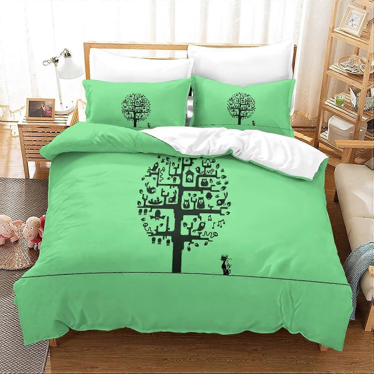 Minimalismo Cat Tree Duvet Cover Set Luxe 3D Printed Bedding Minimalismo Meninos E Meninas Adulto Capa Colcha para Cama, Ultra Soft Microfiber Set com P