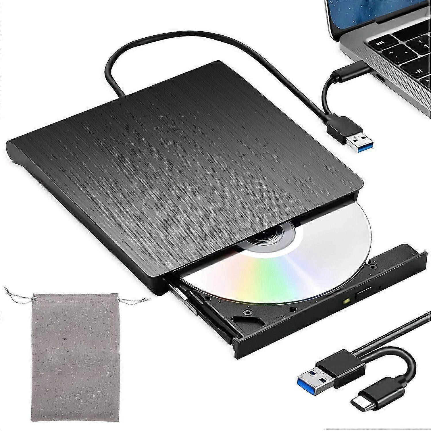 Extern CD DVD-enhet USB 3.0 Type-C DVD-brännare (USB 3.0, USB Type-C, DVD 8x/CD 24x, extern, för Windows XP, Mac OS, Mac)