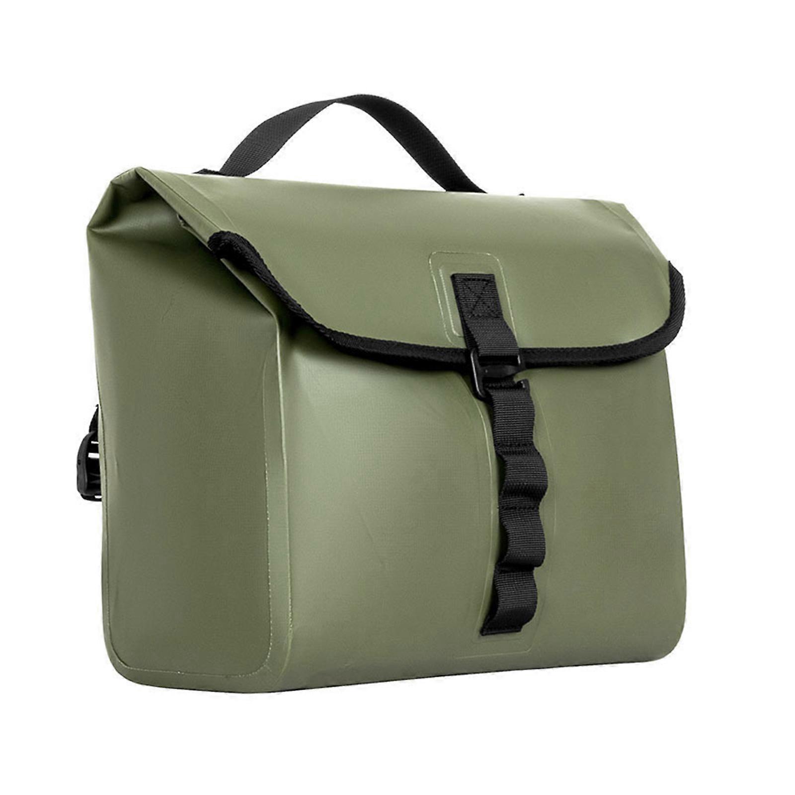 Weather Proof Saddlebag Motorcycle Bike Storage Bag with Expandable 5-10L Space Optimizing for Cycling City Commuting  Green