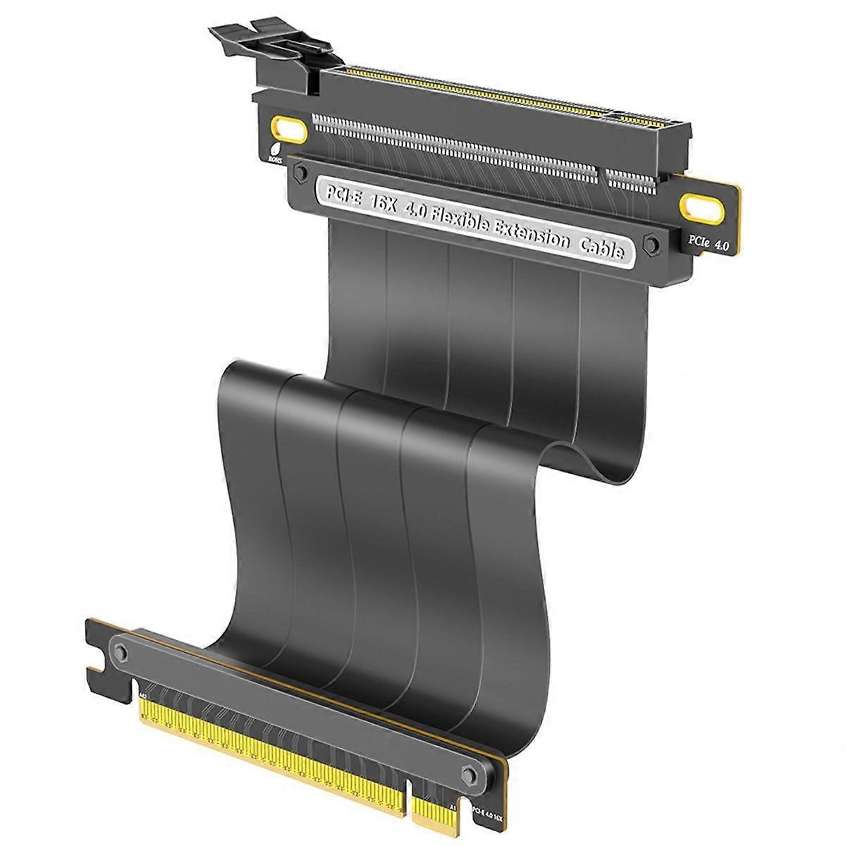 PCIE 4.0 Extension Cable, Black 16x Shielded High Speed GPU Riser Cable for GPU Extension Card, Len
