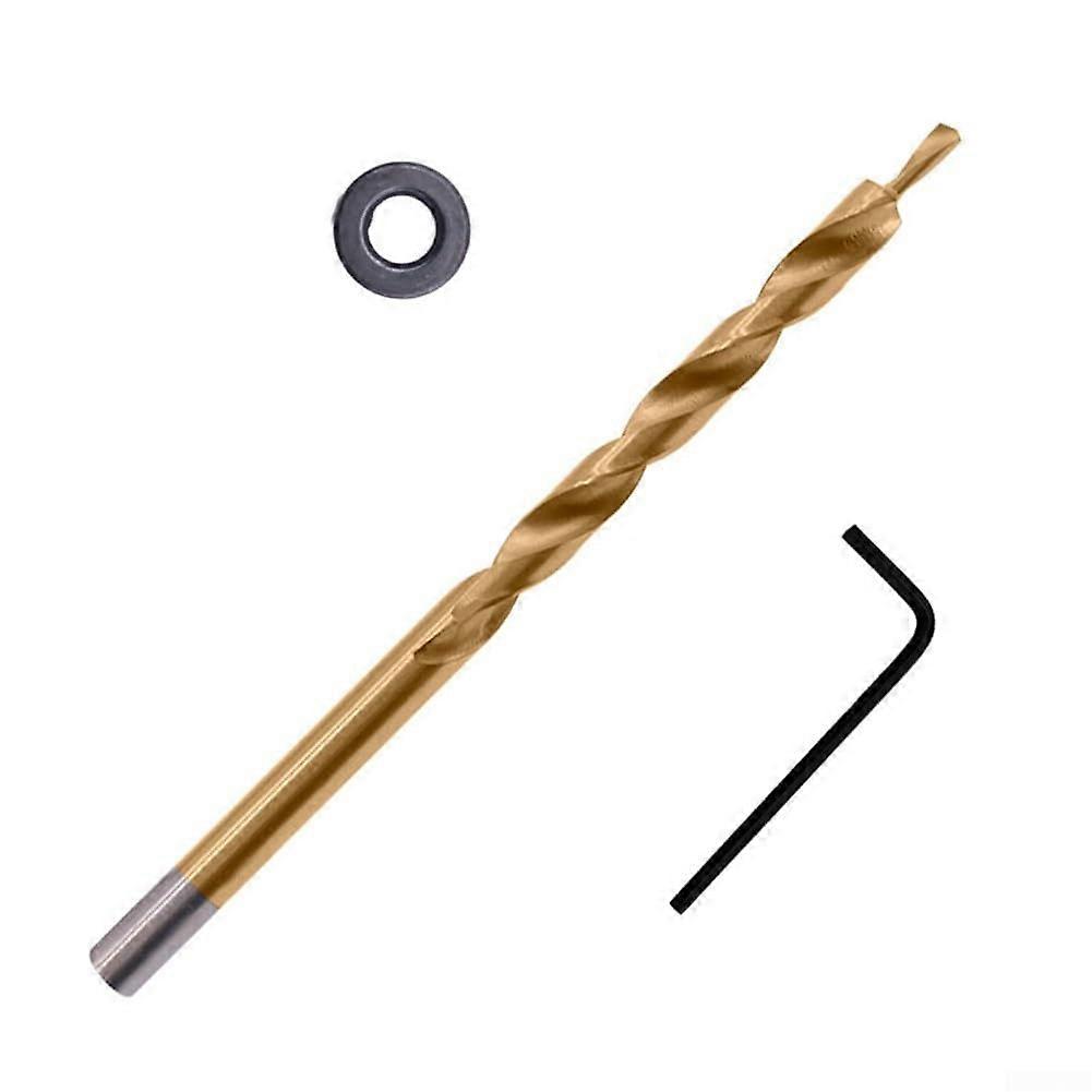Step Drill Bit Round Shank Hardened  Speed Steel for Pocket Hole Jig with Wrench and 9mm Limit Ring