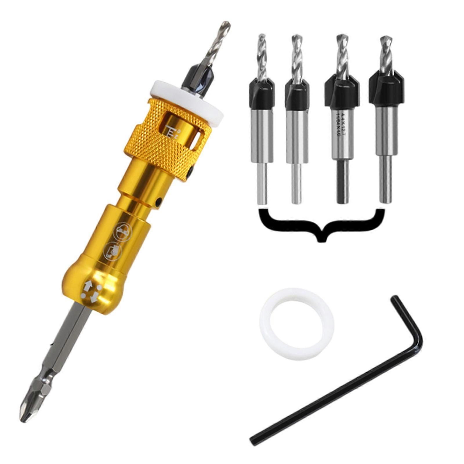 Comprehensive 1/4" Hexagonal Shank Countersink Drill Bit Set with Low Friction Depth Control for Efficient Woodworking Multicolor