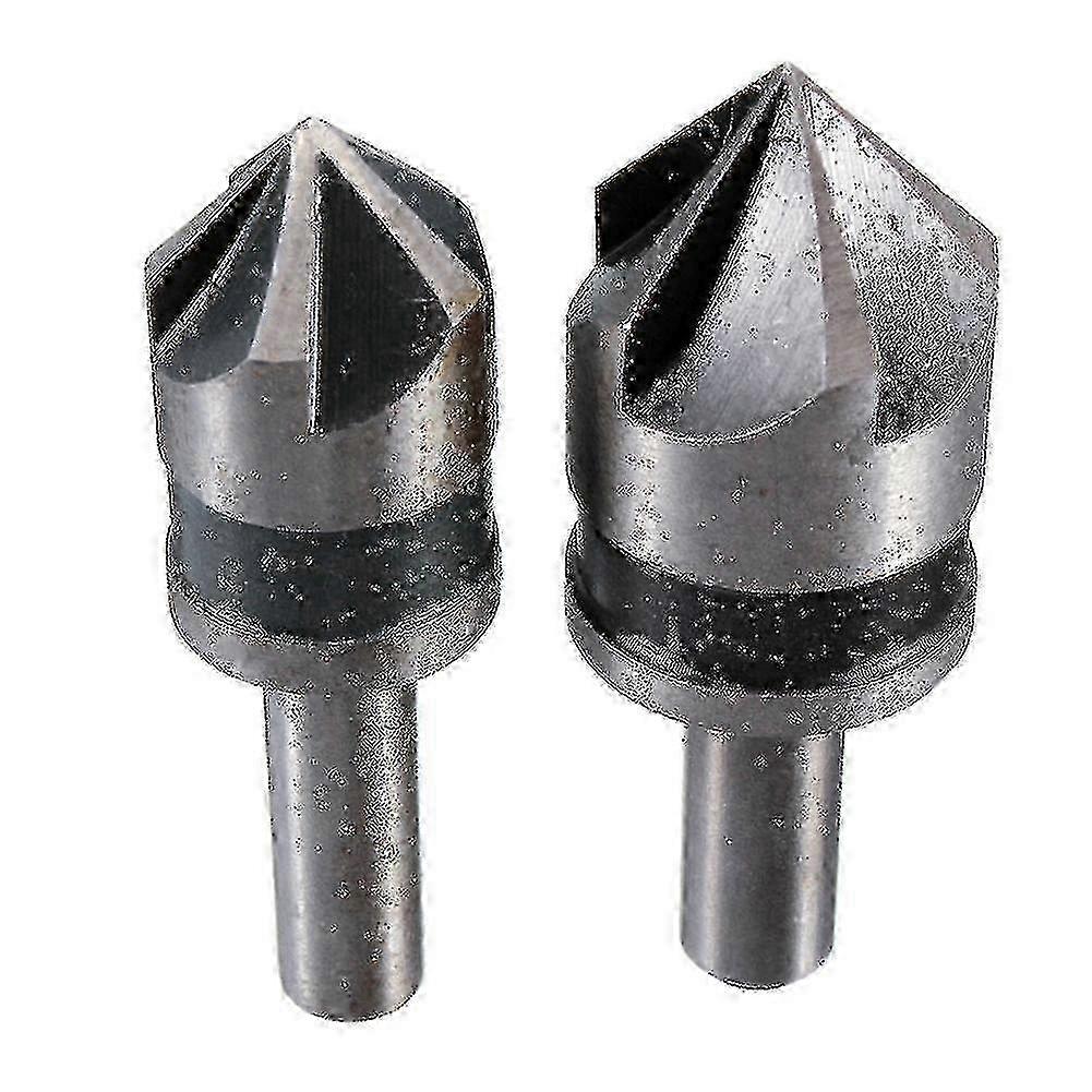 2pcs Alloy 5 Flute 82 Degree 1/4 Shank Countersink Drill Bit Chamfer Cutter Tool