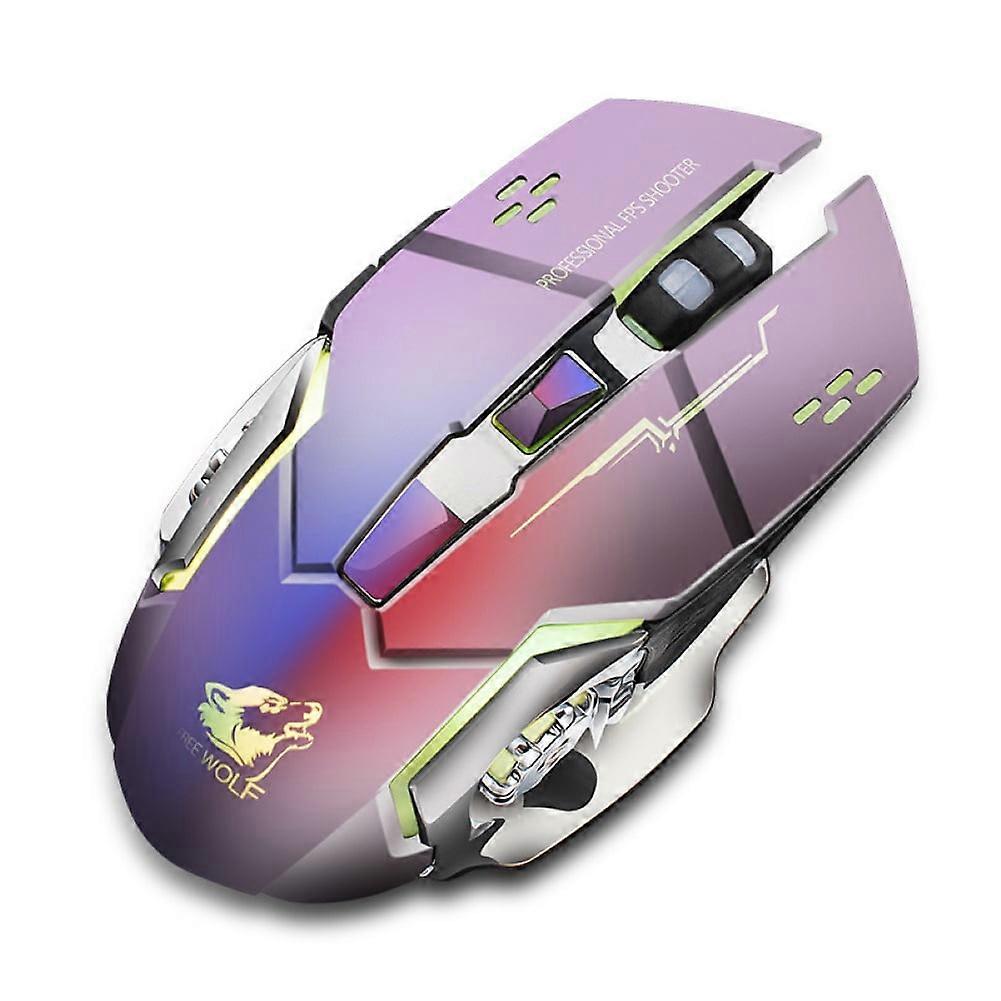 Chicmine Rechargeable LED Backlit Mute Ergonomic Gaming Wireless Mouse with USB Receiver