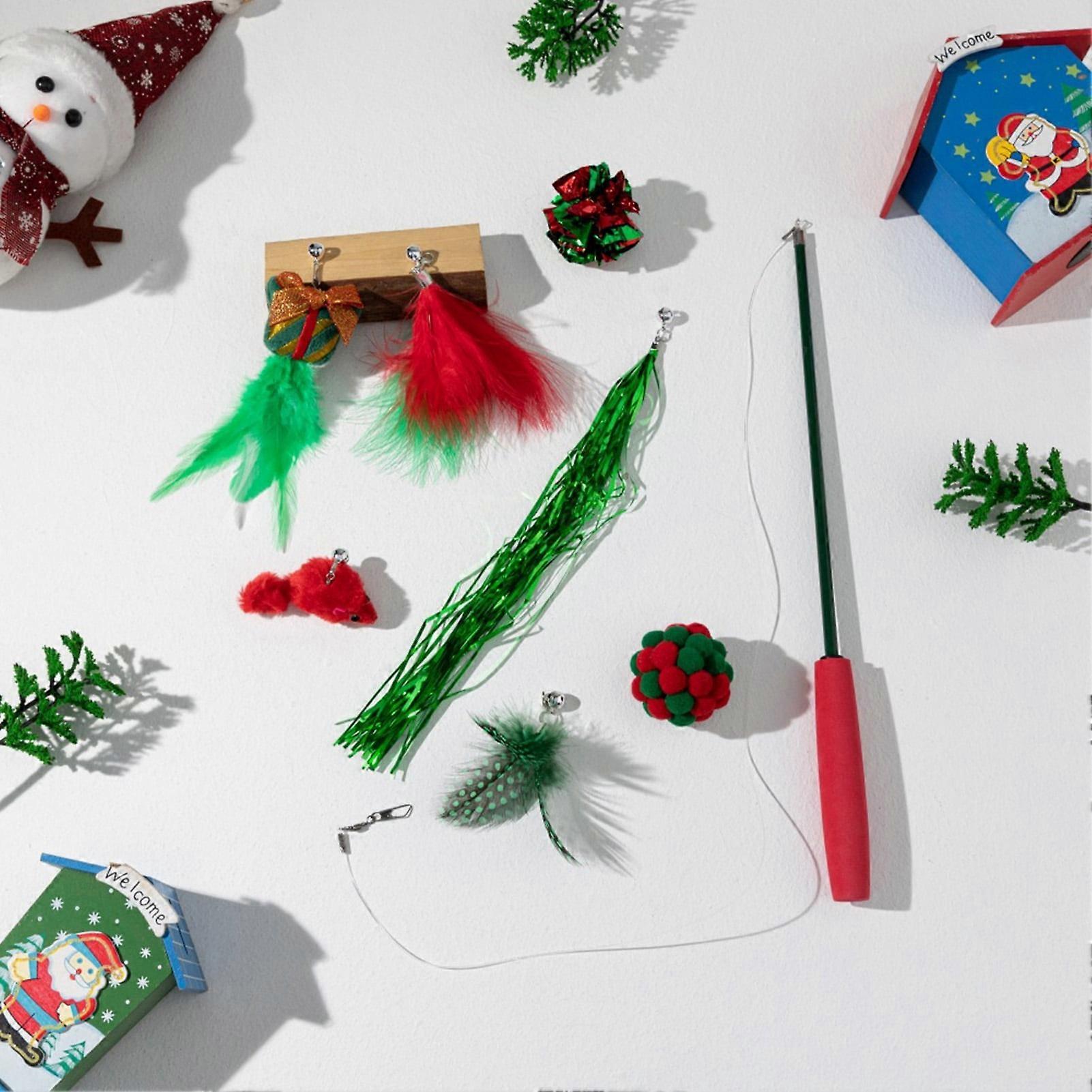 Hariumiu Funny Cat Toy Interactive Christmas Cat Toy Set Destructive Behavior Reduction Flexible Bite Resistant Entertaining Cat Toy Flexible Cat Toy