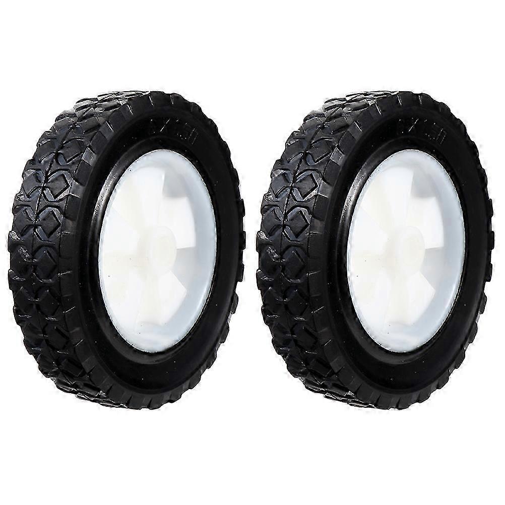 2pcs Solid Lawn Mower Wheels Gardening Machine Replacement Rubber Wheels Trolley Wheels