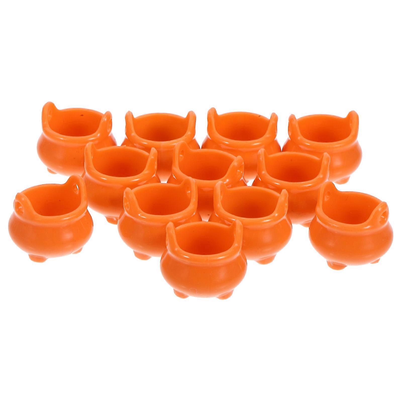 Halloween Candy Holder Plastic Cauldron for Storage Use 12Pcs Orange