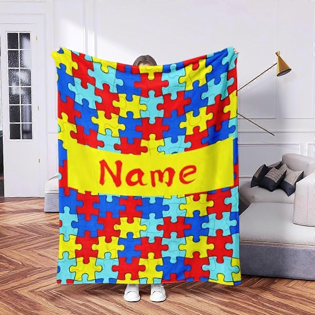 Custom Name Cartoon Pattern Flannel Blanket - Ultra Soft, Thick and Warm for All Seasons - Perfect for Sofa, Bed, Office-PLKJD212
