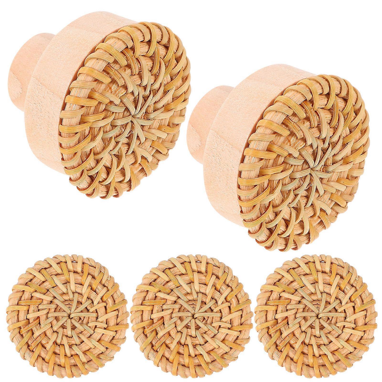 Woven Rattan Wall Hooks Rustic Hooks for Decorative Hanging 5Pcs