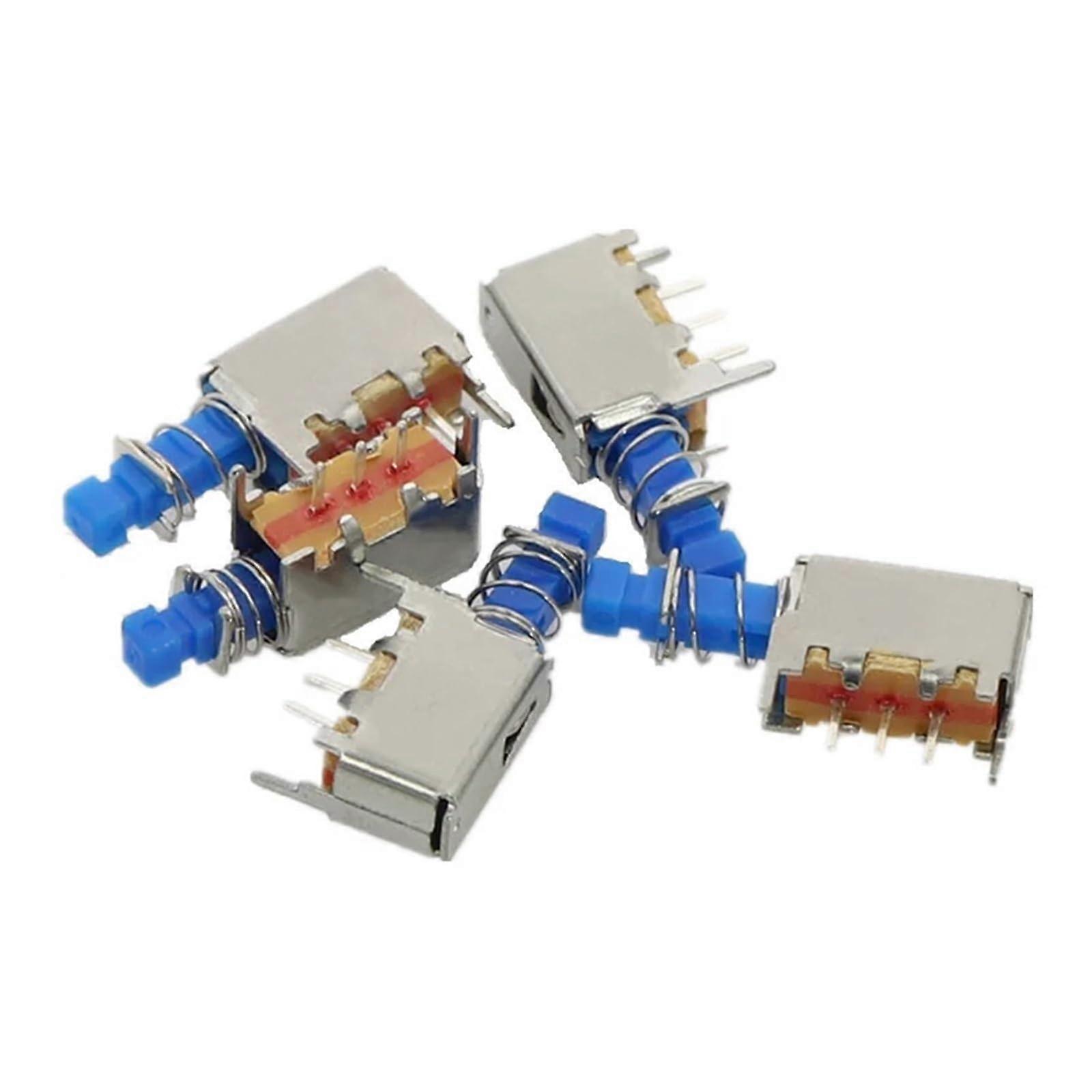 10pcs 3Pin TV Power Switch with Spring Lock Blue DC 12V 50mA Push Button for Electronics