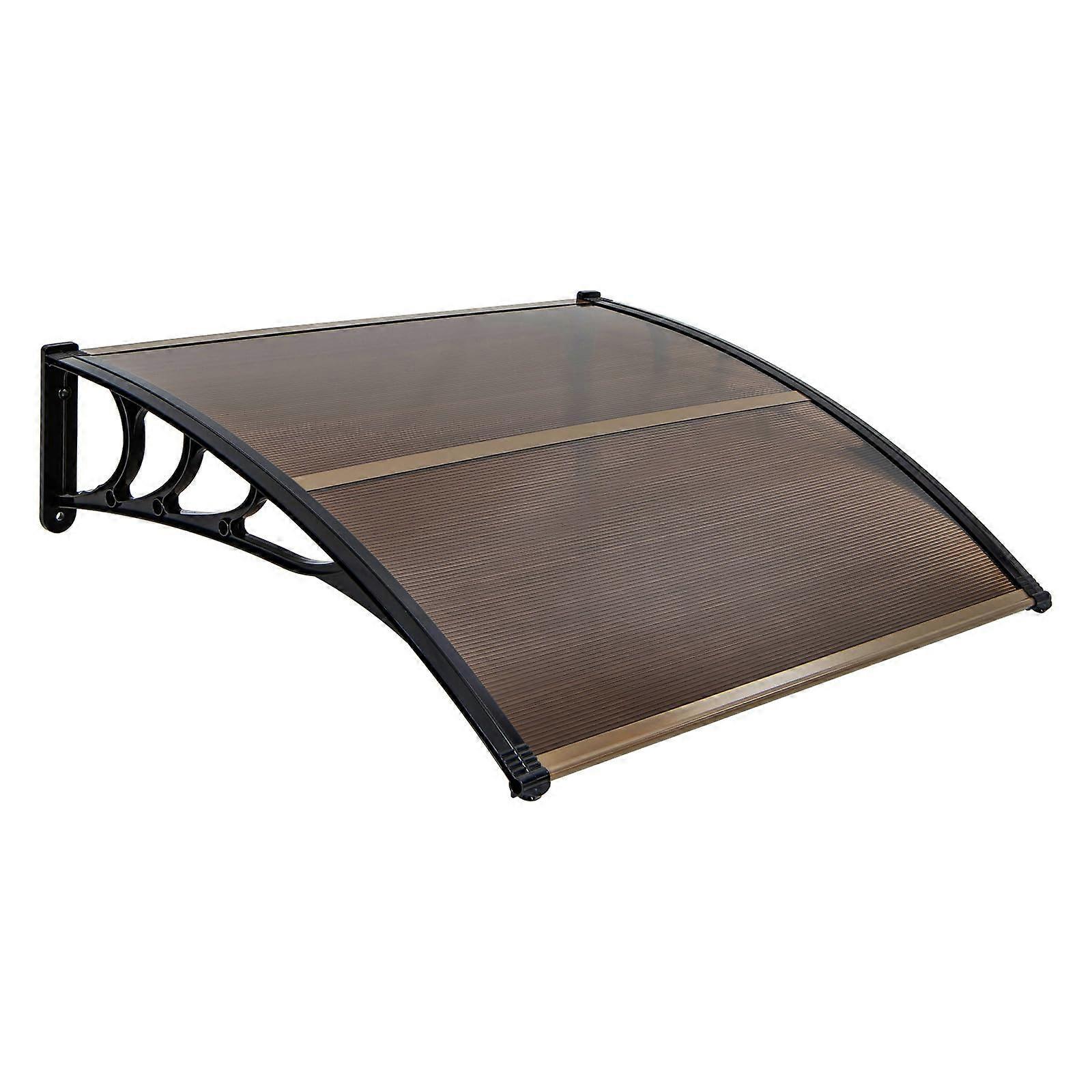 40x48 Polycarbonate Window and Door Awning UPF50+ AllWeather Rain Snow Sun Shade Coffee Black Bracket