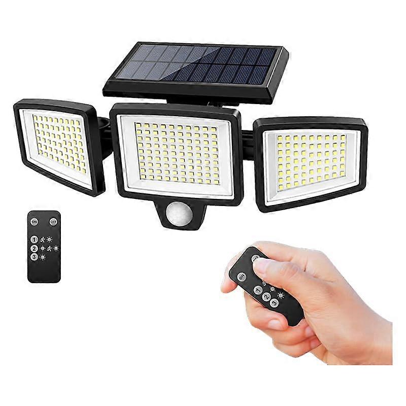 Solar Motion Sensor Light 2500LM 3 Heads with Remote, IP65 Outdoor Security Lighting for Yard