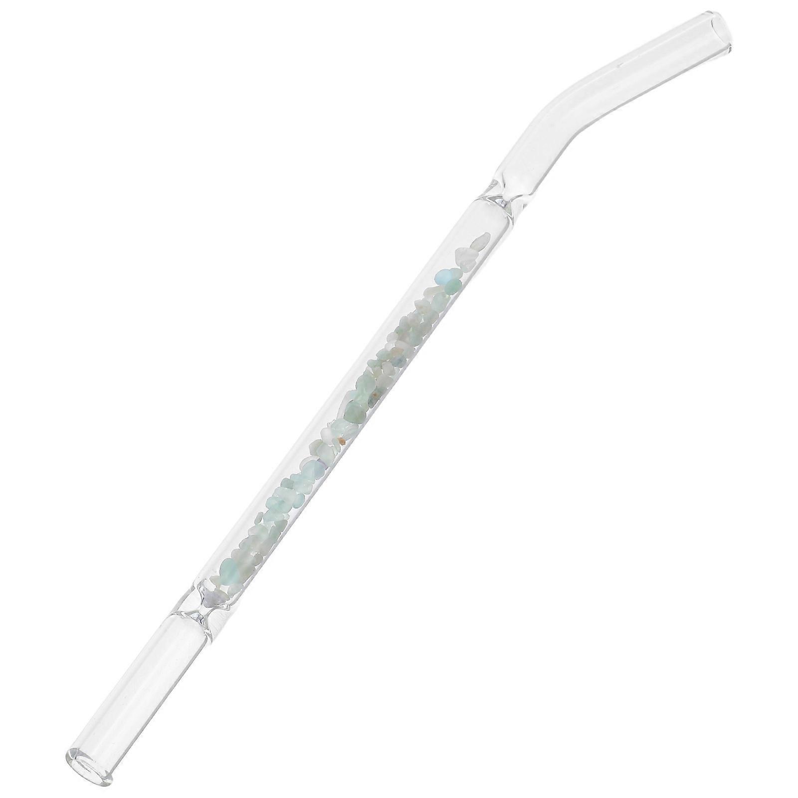 Reusable Glass Drinking Straw with Filter for Beverages Green Crystal