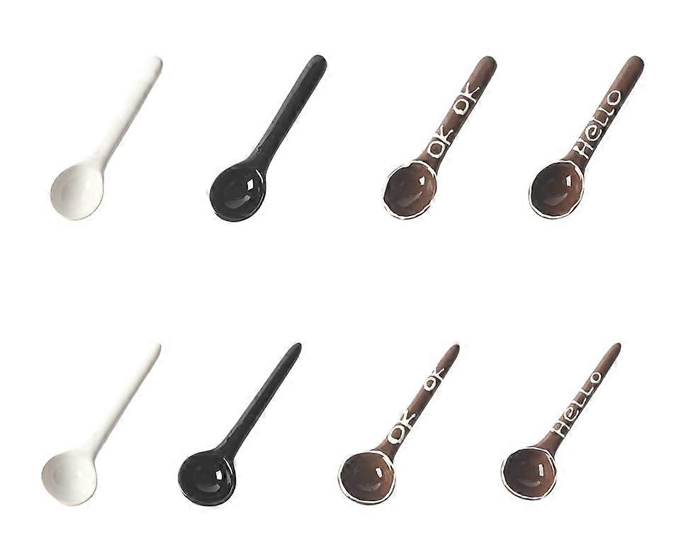 8Pack Ceramic Coffee Scoop Set with Handmade Espresso Spoons, Accurate Measuring, MultiColor