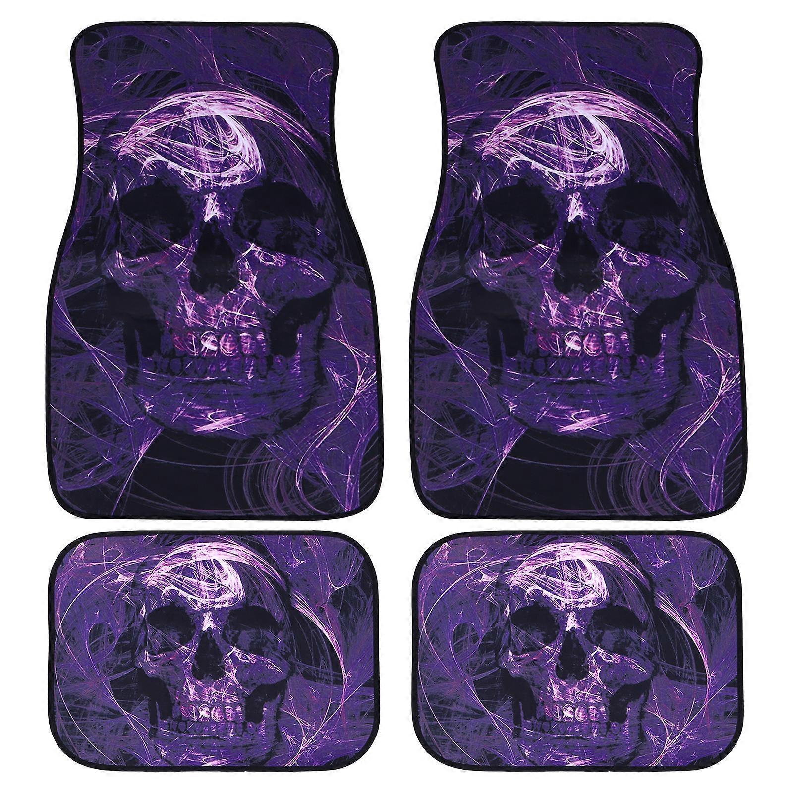 Floor Carpet Skull Design Car Mats for Universal Use 8Pcs Set