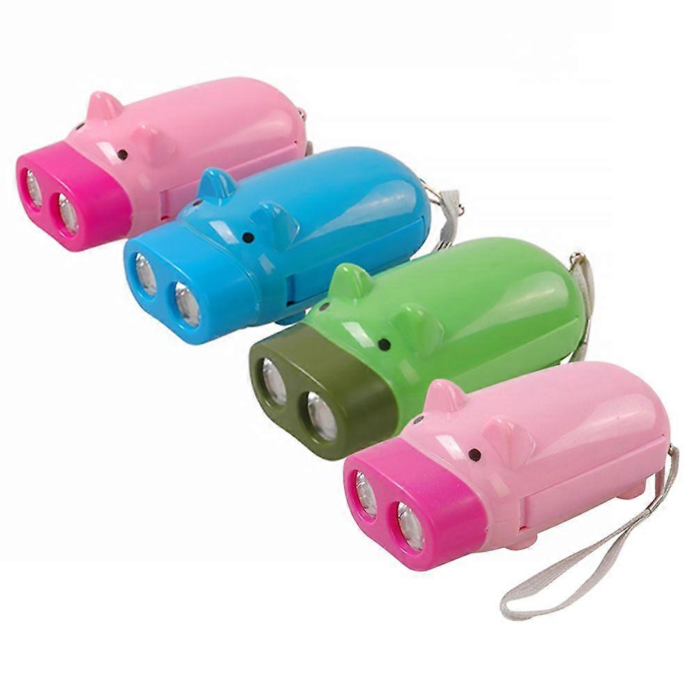4Pcs Portable Shack Flashlights Adorable Crank Flashlights Convenient Hand Flashlights (Random Color)