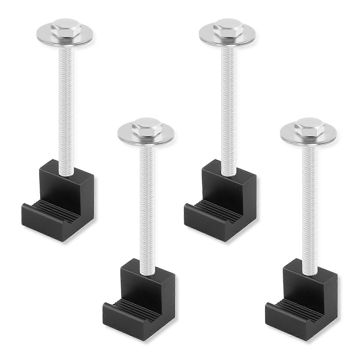 4PCS Truck Tool Box Mounting Kit Aluminum Alloy J Hook Tie Downs NoDrill Universal Fit Black