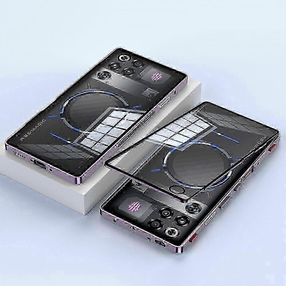 Custodia compatibile con ZTE nubia RedMagic 11 Pro 5G / 11 Pro+ 5G con telaio in metallo e retro in vetro, con tasto di gioco sulla spalla