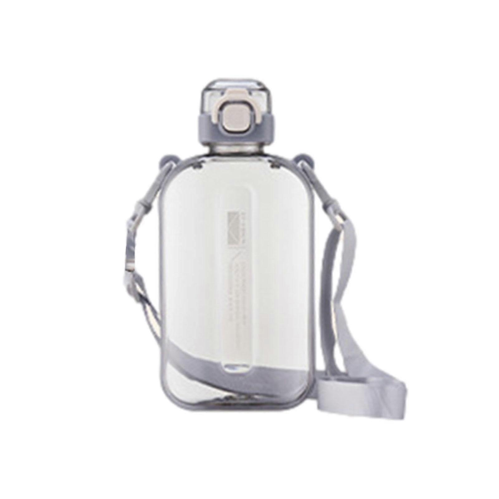 750ml Slim Square Clear Water Bottle with Strap, Large Capacity Flat Design for Handbag