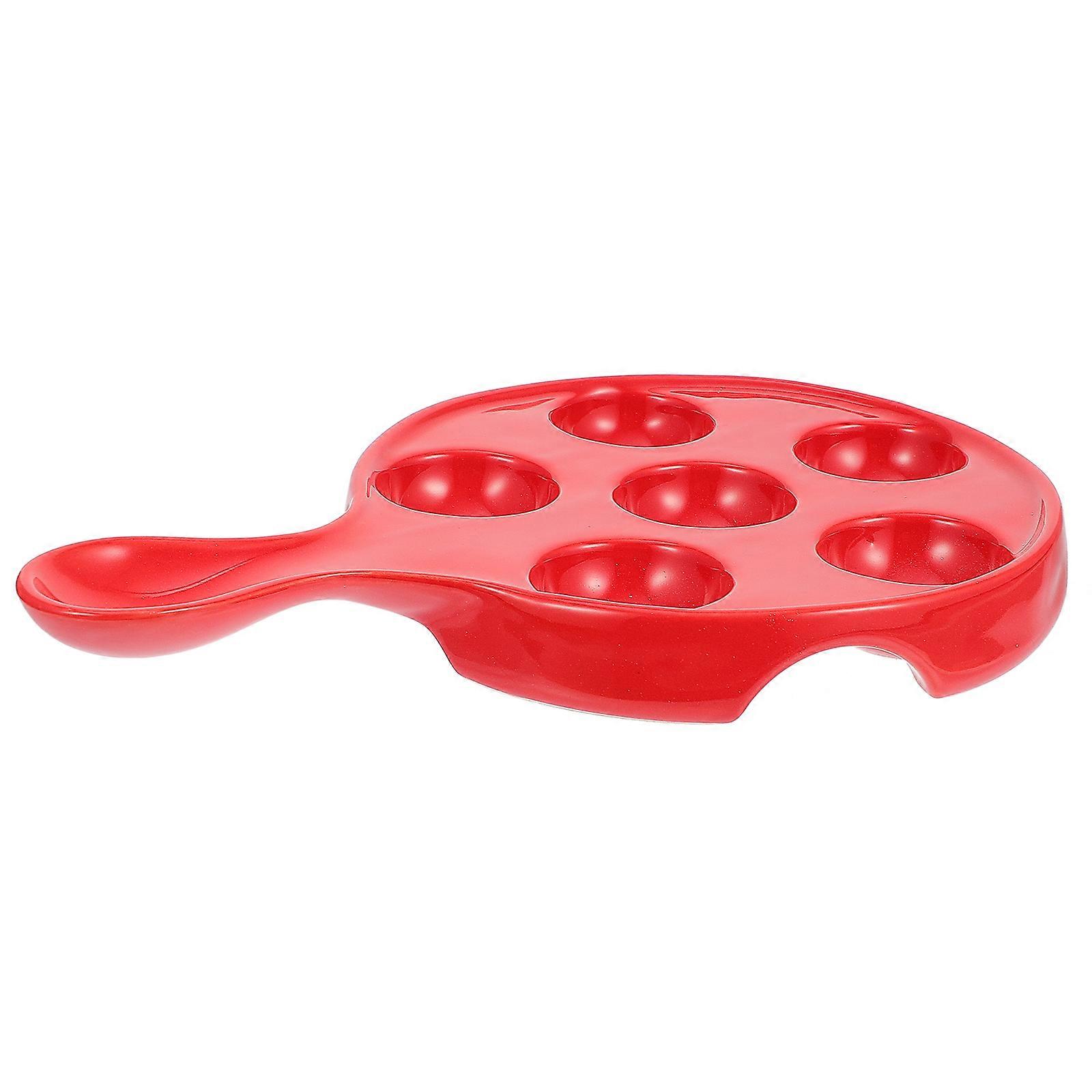 Rectangular Ceramic Escargot Plate Red Serving Seafood Baking Oven Safe 1Pcs