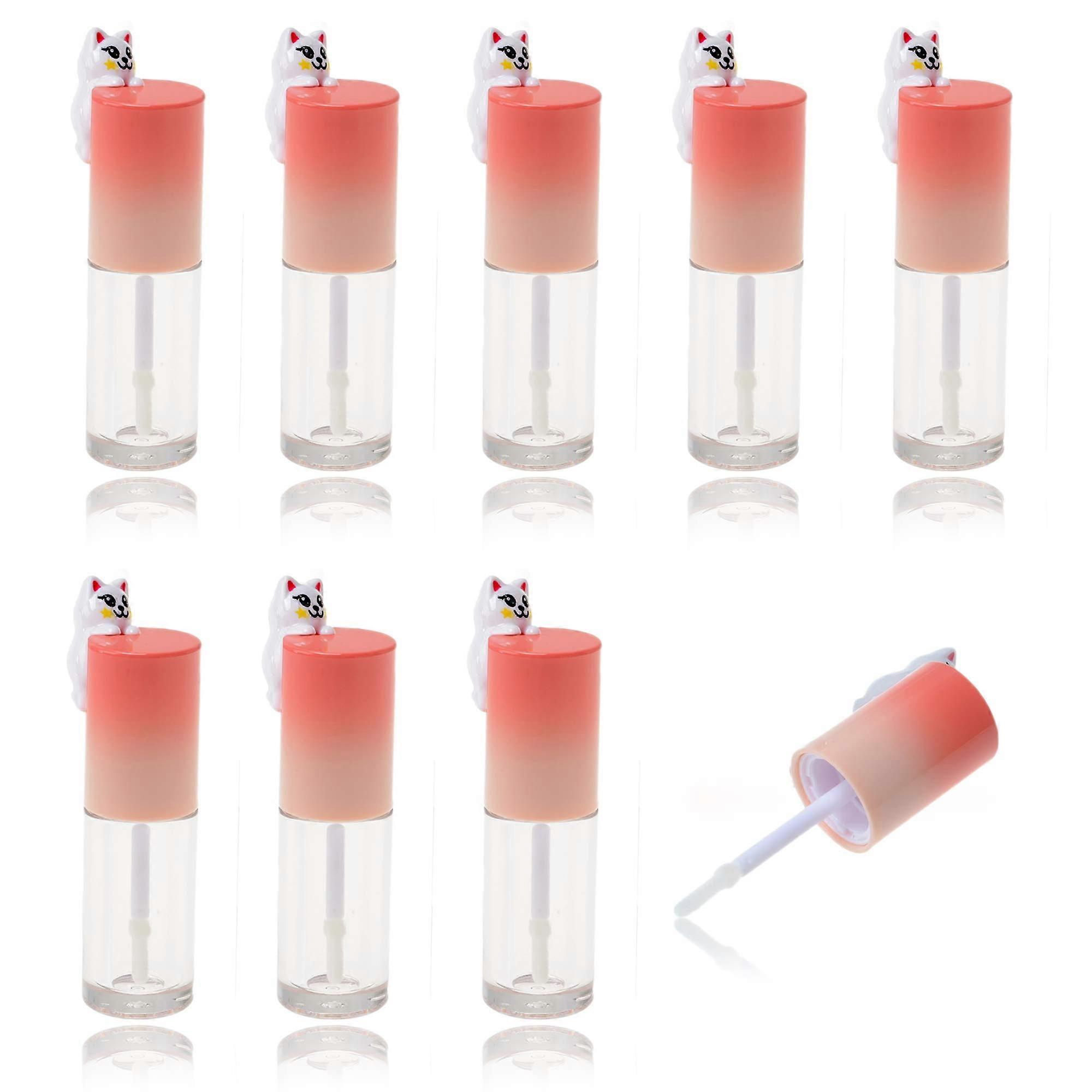 Cute Cat Shaped Lip Gloss Tubes, 10Pack Clear Refillable Lip Balm Containers with Orange Caps
