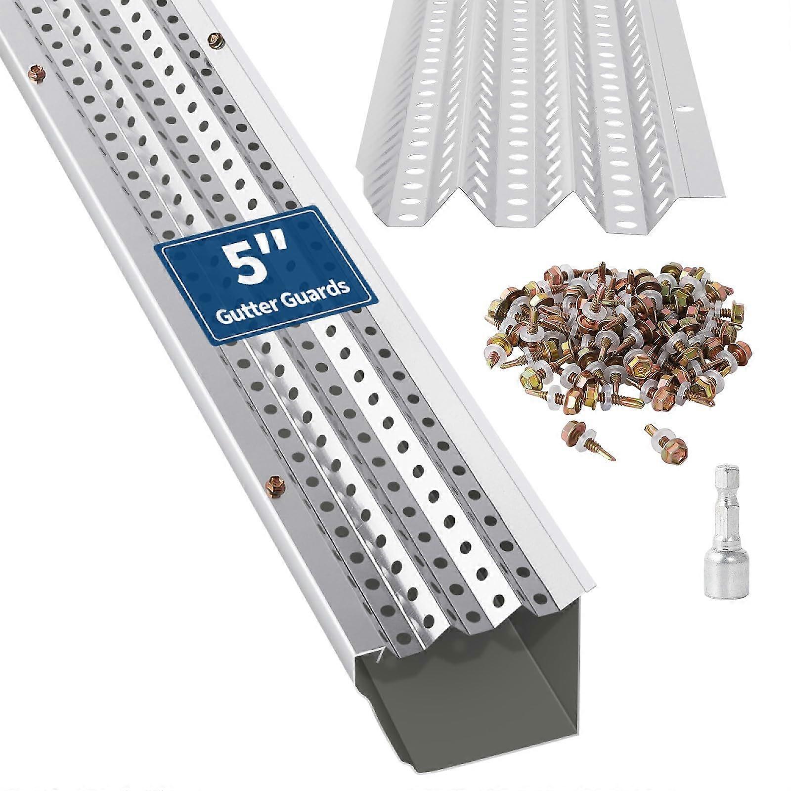 Gutter Guards 5 Inch Leaf Guard Mesh 50 Ft Kit Triangular DoublePeak Design with Nut Driver