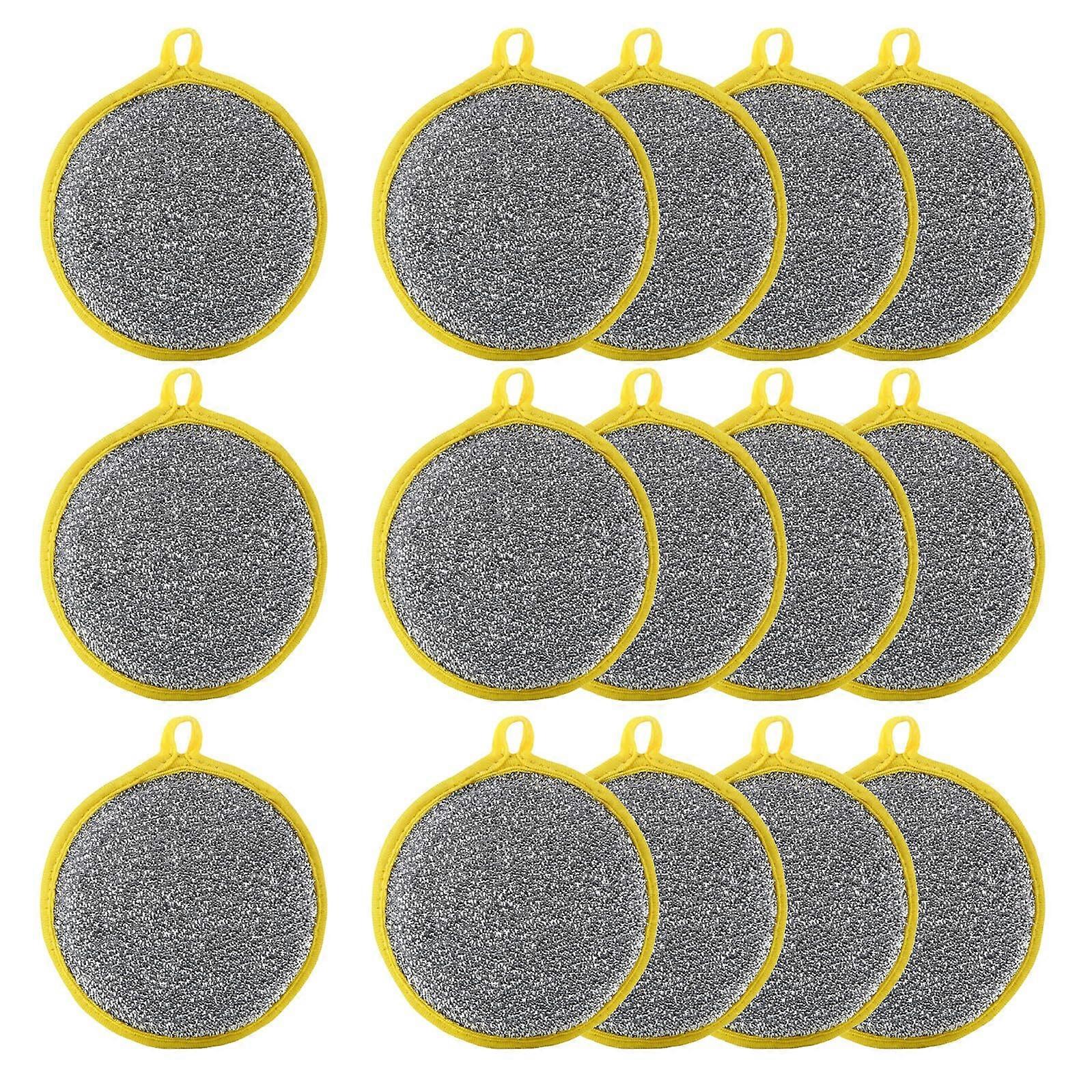 15pcs DoubleSided Round Kitchen Scrubber Sponge for Pots and Pans QuickDry Reusable Cleaning