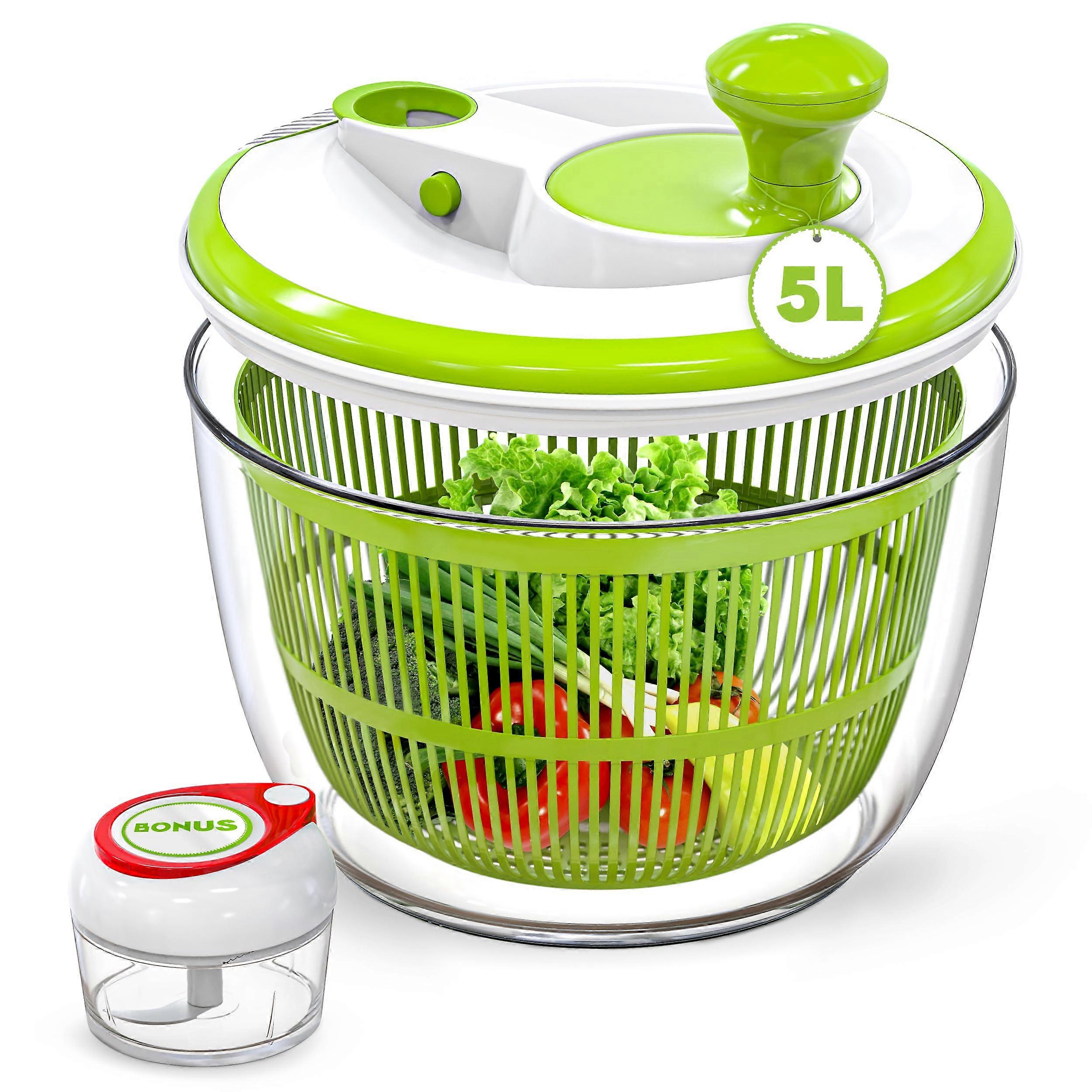 Large Capacity Salad Spinner 5L Vegetable Washer Dryer for Lettuce Fruit with Fast Spin Drying