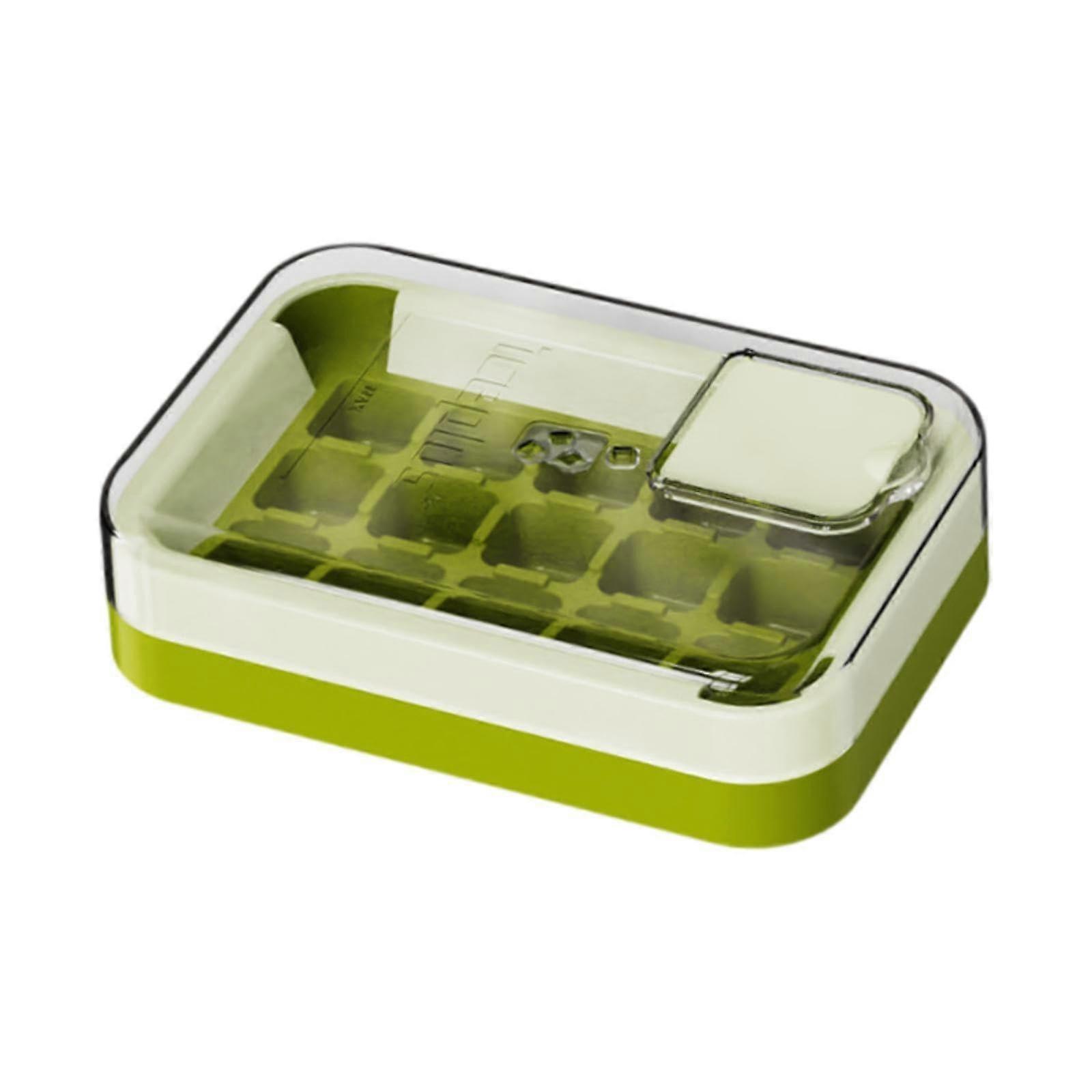 Ice Cube Tray with Lid for Freezer, 15 Cube Silicone Easy Release Reusable Ice Maker, Green
