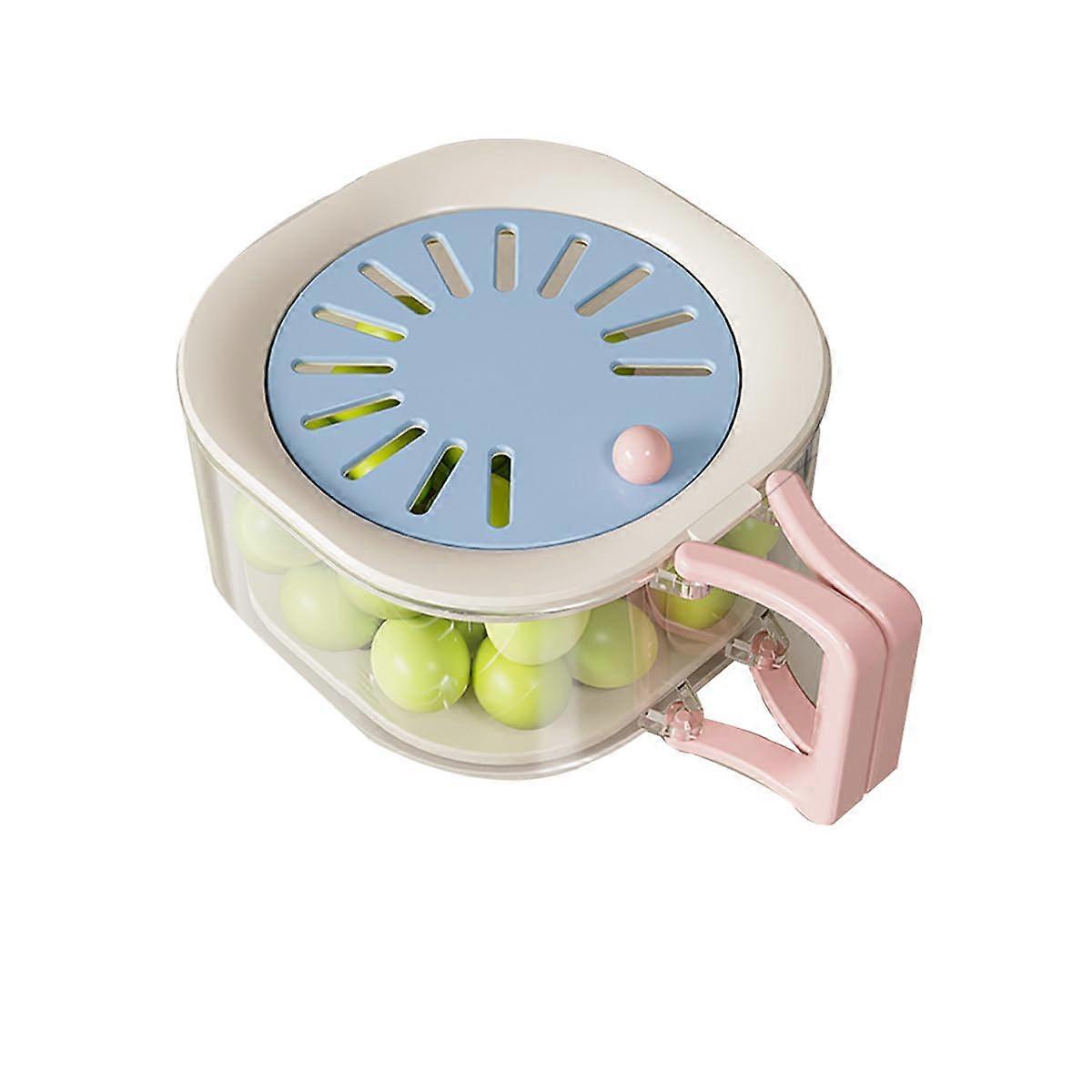 2in1 Fruit and Vegetable Strainer Bowl with Lid, Folding Handle Colander for Kitchen Storage (Blue)