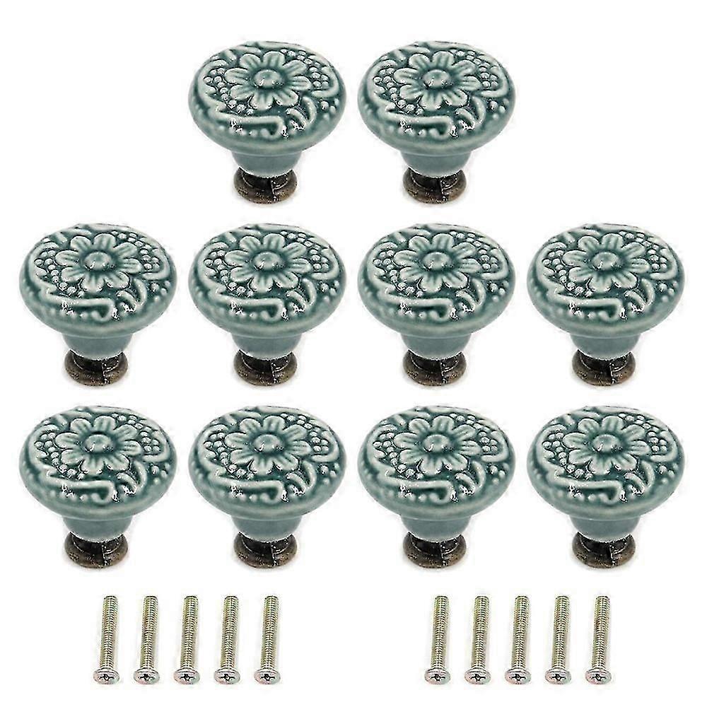 10Pcs Decorative Knob Ceramic Knobs Drawer Cabinet Pull Handle Knobs Furniture Decorative Pull Tool