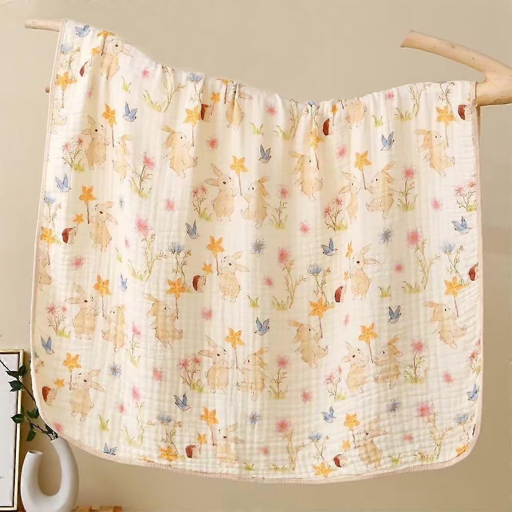 Queen Size Cotton Muslin Blanket, Ultra Soft 6Layer Gauze, Breathable Windmill Pattern Bedding