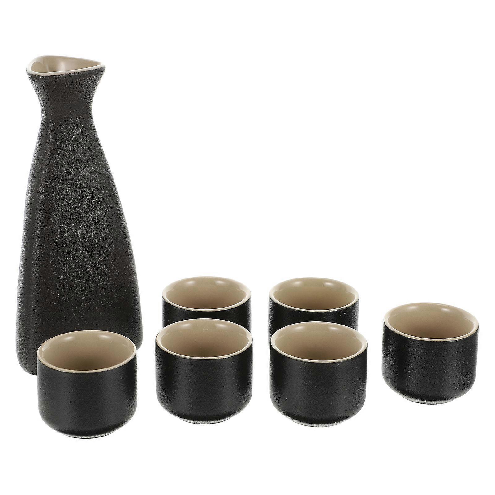 Ceramic Sake Serving Cups for Home 1Set Black Multi-Use Cups